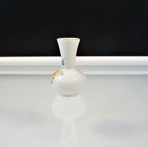 Decorative China Mini Vase with Pink Yellow Blue Flowers Porcelain Ceramic - Picture 6 of 7